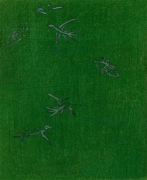 Japanese vintage art ukiyo-e. Green Woodblock print by Tagauchi Tomoki. by Dina Dankers
