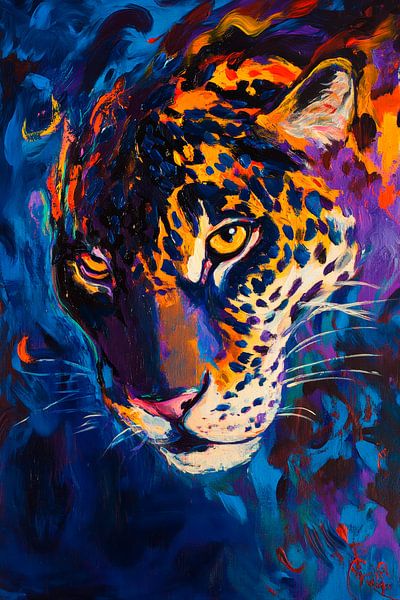 Colourful jaguar head in vibrant colours by Poster Art Shop