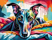 Greyhound Abstract Graffiti Splash Art stijl van Betty Maria Digital Art thumbnail