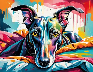 Greyhound Abstract Graffiti Splash Art stijl van Betty Maria Digital Art