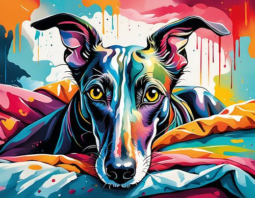 Greyhound Abstract Graffiti Splash Art stijl