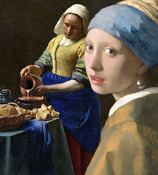 La trayeuse et la jeune fille à la boucle d'oreille en perles, Johannes Vermeer