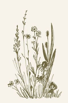 Inktschets wilde bloemen van Rosana Laiz Blursbyai
