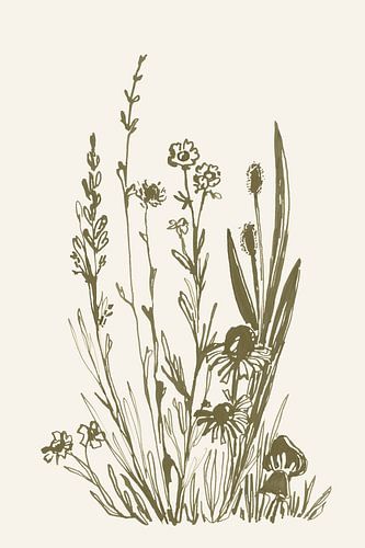 Inktschets wilde bloemen