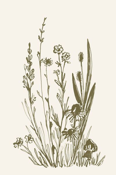 Wildflowers ink sketch by Rosana Laiz Blursbyai