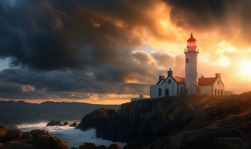 Ochtendmist bij de vuurtoren van fernlichtsicht