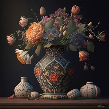 Nature morte avec des fleurs. sur Gelissen Artworks