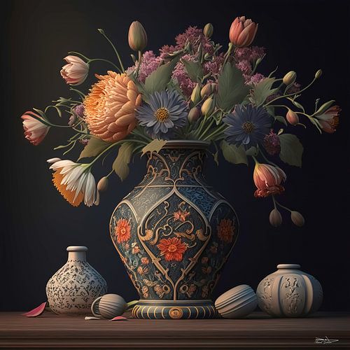 stilleven met bloemen.