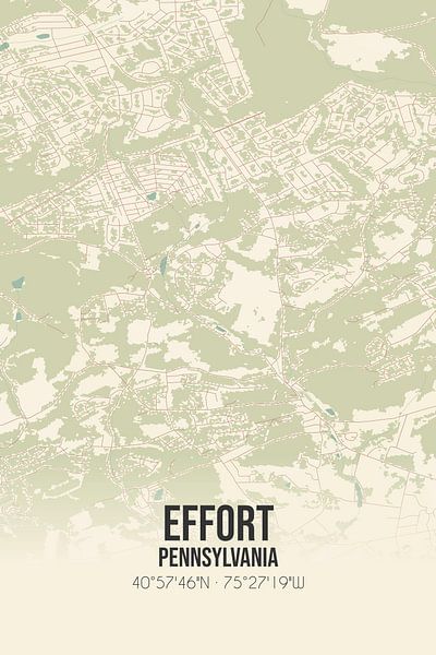 Alte Karte von Effort (Pennsylvania), USA. von Ortsdrucke