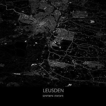 Schwarz-weiße Karte von Leusden, Utrecht. von Rezona