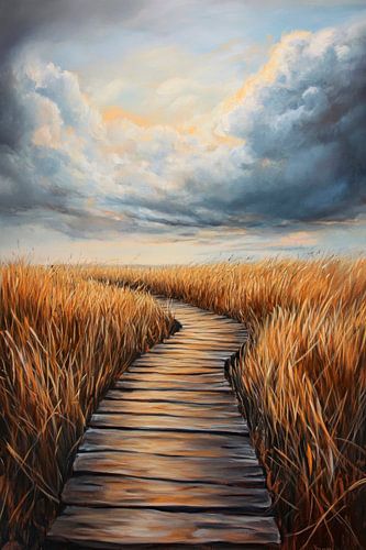 Wandelpad door het veld