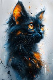 Peinture chat | Peinture avec chat | Peinture abstraite chat sur AiArtLand