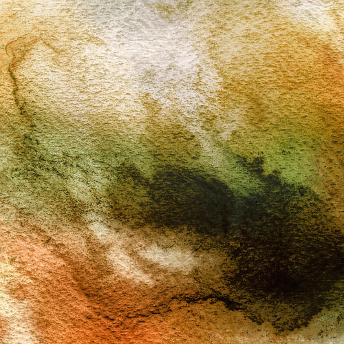 ABSTRACTE GOUDEN MANDARIJN WATERVERF