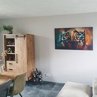 Klantfoto: De 2 Uilen | Schilderij Uilen | Dieren Schilderij van AiArtLand, als ArtFrame