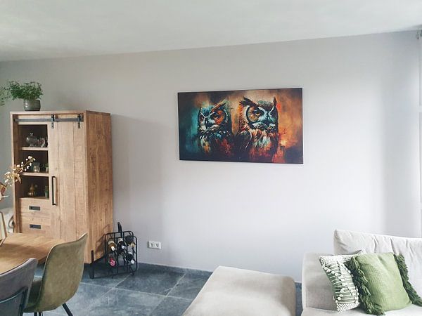 Customer photo: The 2 Owls | Painting Owls | Animals Painting by AiArtLand, on ArtFrame