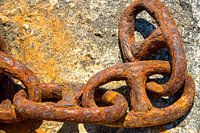 rusty steel links of anchor chain