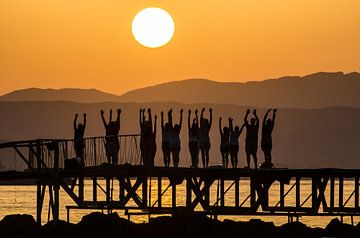 Exercices de yoga au coucher du soleil sur Rinus Lasschuyt Fotografie