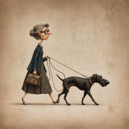 on the road with the dog