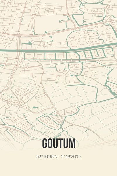 Vintage map of Goutum (Fryslan) by Prints of Place