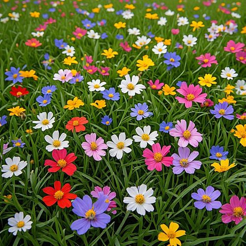 Kleurrijke weide vol wilde bloemen