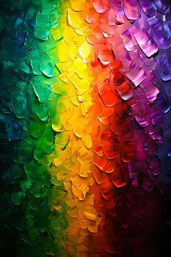 Kleurrijke abstracte textuur met regenboogpalet van De Muurdecoratie