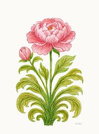 „The Bloom and the Promise“ – Eleganter Kunstdruck mit Blumenmotiv – Seidenbeige von Piret Victoria Ribas Art & Photography