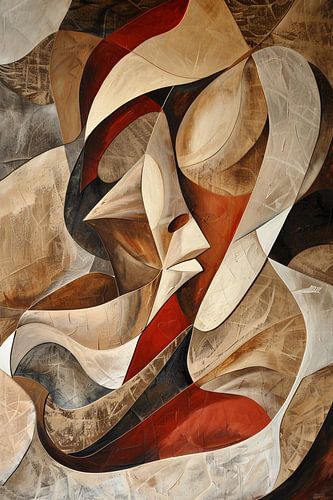 Dynamisch abstract portret met kleurrijke vormen