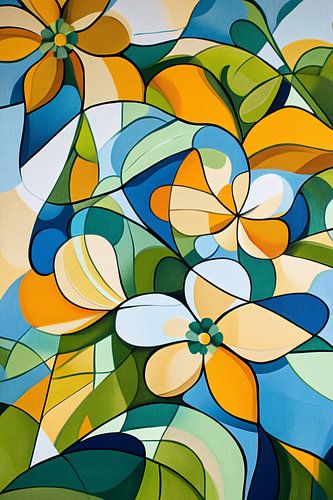 Abstracte bloemen en bladeren kunst