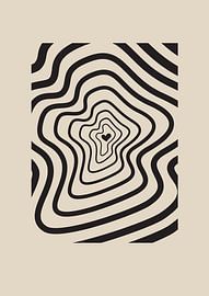 Grafik Heartbeat - Schwarz Beige - Wohnzimmer & Schlafzimmer - Minimalistische Einrichtung - Abstrakt von Digital Art Lover