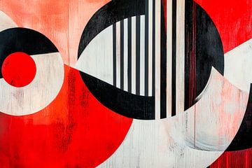 Colour play of geometry - red black by Poster Art Shop