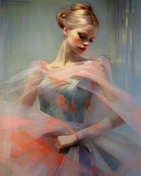 Portret in pastelkleuren "Ballerina" van Carla Van Iersel