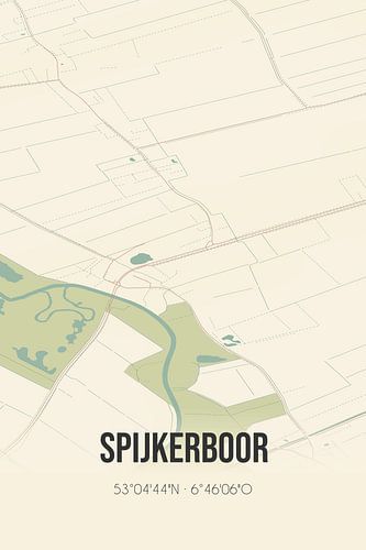 Vintage landkaart van Spijkerboor (Drenthe)