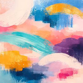 Une dynamique colorée – Peinture acrylique abstraite dans des tons pastel sur ButterflyPix