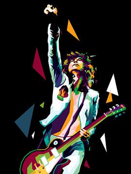 Le guitariste américain JIMI PAGE dans le meilleur Pop art sur miru arts