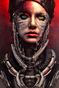 Vrouwelijke robot met rode achtergrond van ArtDesign by KBK