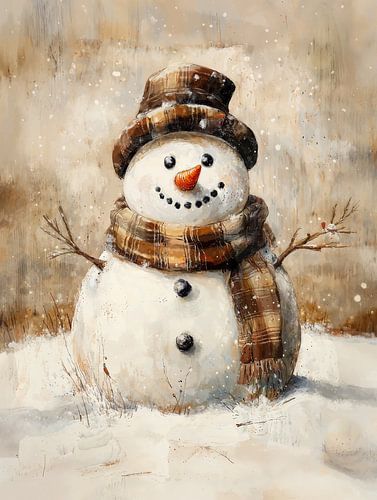 Cheerful Snowman Painting