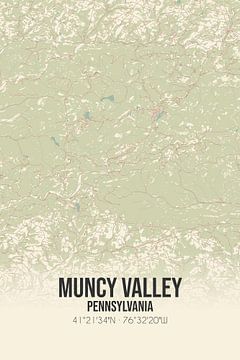 Vintage landkaart van Muncy Valley (Pennsylvania), USA. van Rezona