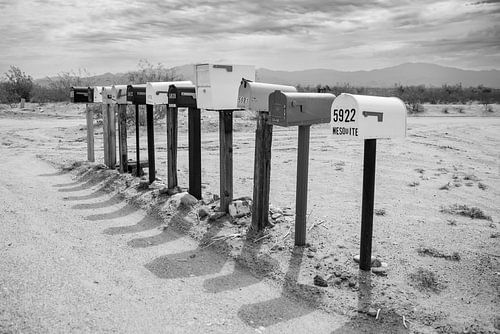 Amerikaanse brievenbussen zwart-wit