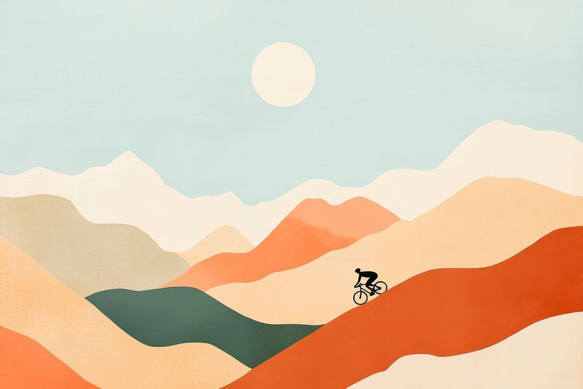 Mountainbiken in de bergen van Poster Art Shop