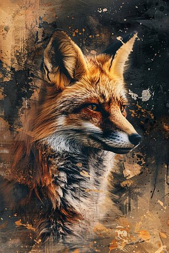 Mysterieuze vos in dynamische rustieke stijl