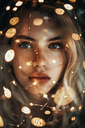 Feeënlichtjes portret van een vrouw