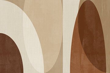 Abstracte Scandinavische minimalistische kunst in bruine kleuren op linnen van Dina Dankers