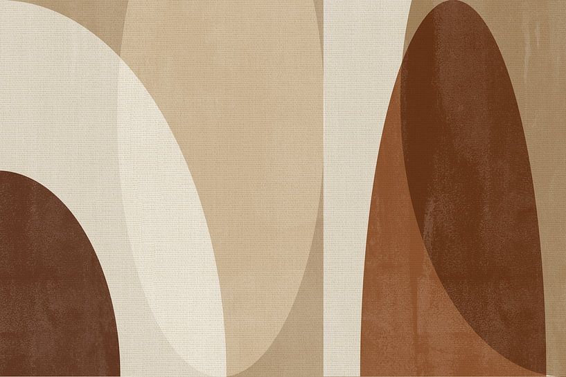 Abstrakte skandinavische minimalistische Kunst in braunen Farben auf Leinen von Dina Dankers