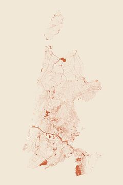 Wateren van Noord Holland in Terracotta stijl van Maps Are Art