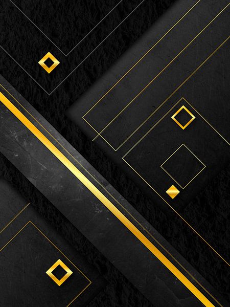Goldene Geometrie auf schwarzer Struktur von Mixed media vector arts