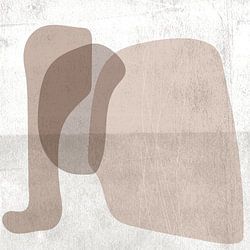 Abstracte Scandinavische kunst in taupe en wit