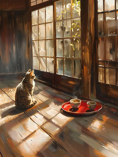 Chat assis devant une fenêtre