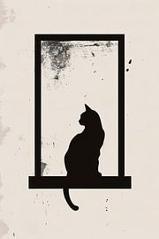 Cat in the window frame by Poster Art Shop