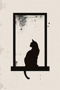 Kat in het raamkozijn van Poster Art Shop