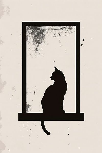 Katze im Fensterrahmen von Poster Art Shop